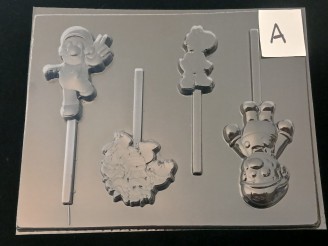 461sp Mario and Friends Chocolate Candy Lollipop Mold FACTORY SECOND